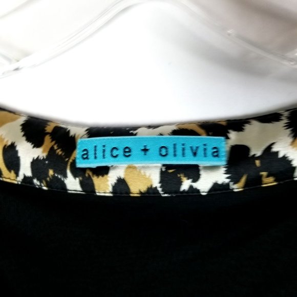 ALICE + OLIVIA Belted Sheath Dress Black Animal Print Sleeveless Womens size XS - Picture 2 of 8